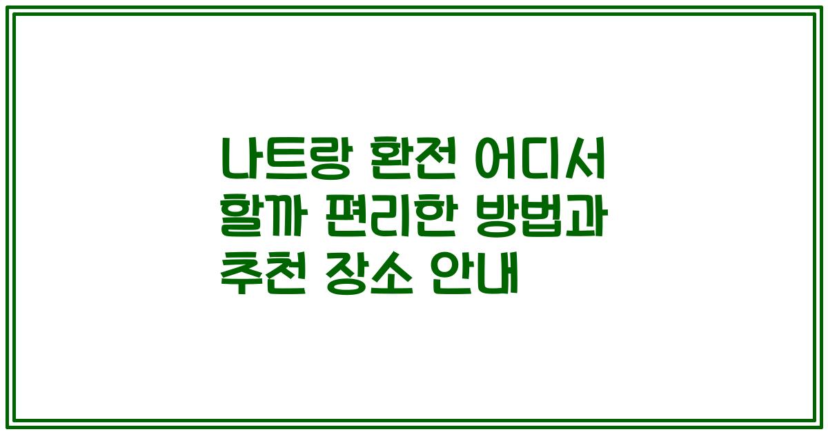 나트랑 환전 어디서 할까 편리한 방법과 추천 장소 안내