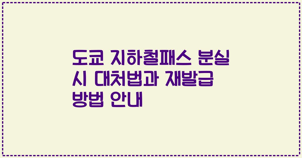 도쿄 지하철패스 분실 시 대처법과 재발급 방법 안내