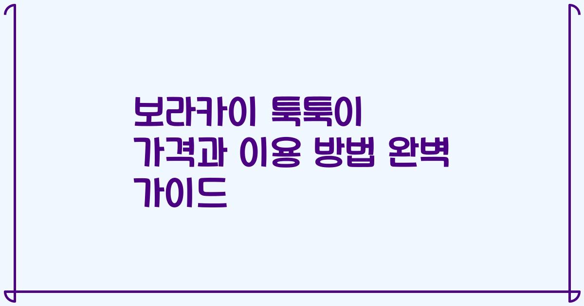 보라카이 툭툭이 가격과 이용 방법 완벽 가이드